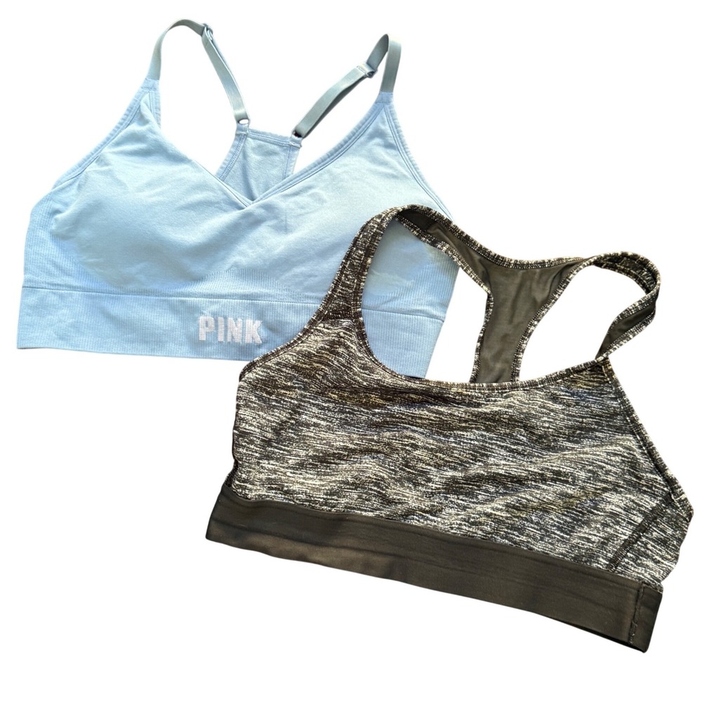 Lot of 2 Victoria's Secret PINK Sports Bras Sz L‎ Active Light Support Workout